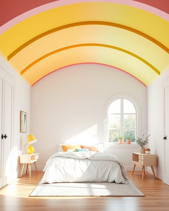 vibrant rainbow ceiling arches