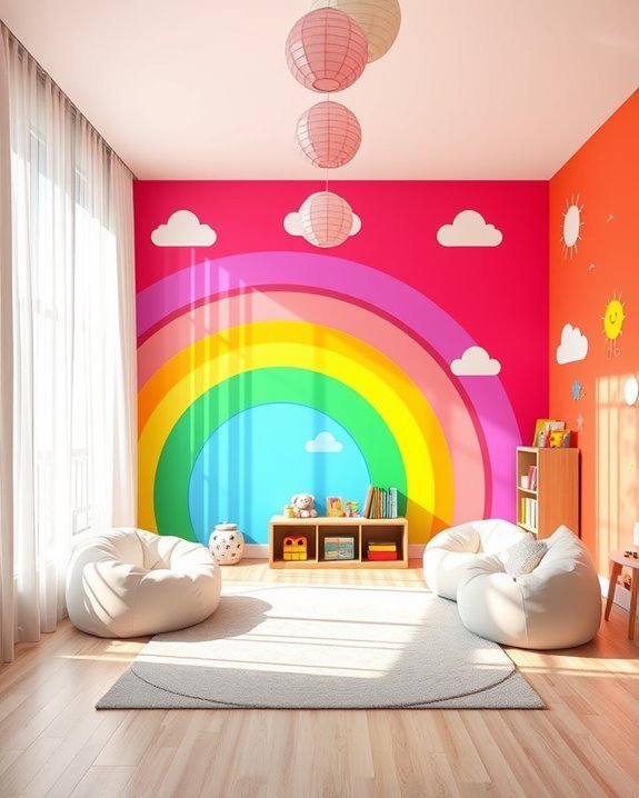 vibrant rainbow mural techniques