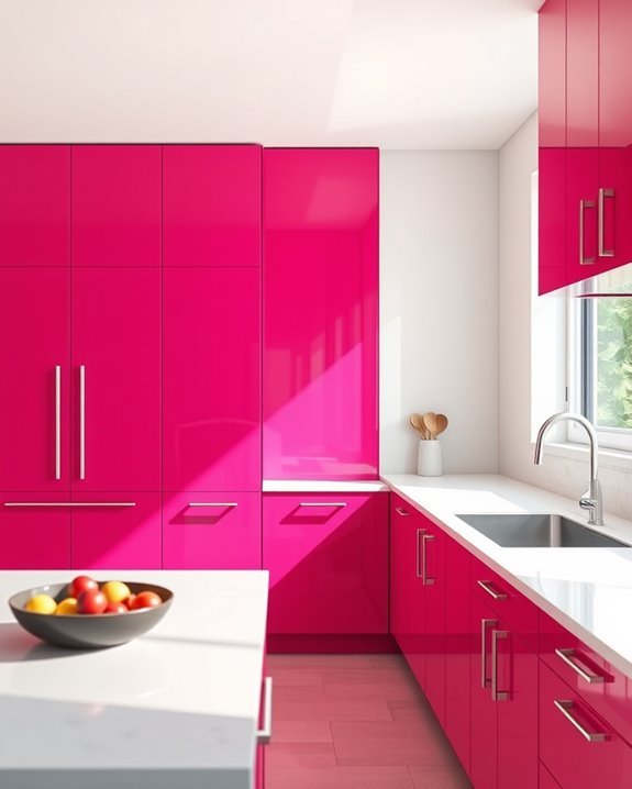 vibrant raspberry kitchen accents
