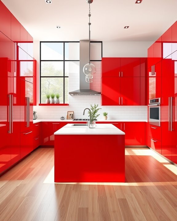 vibrant red kitchen accents