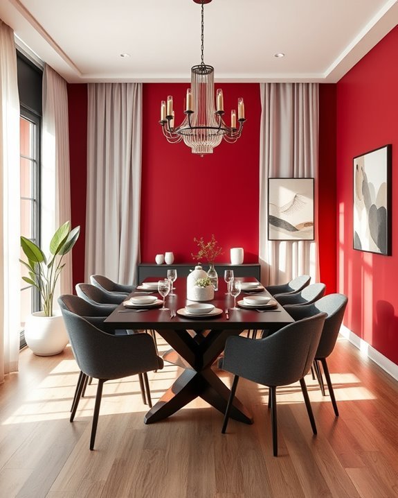 vibrant ruby red dining