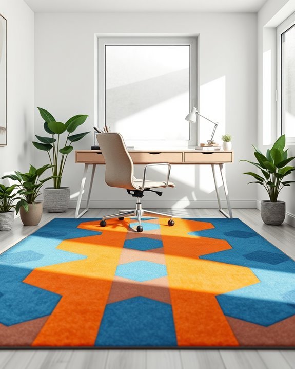 vibrant rugs enhance workspace