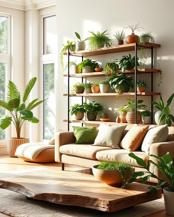 vibrant shelf plant arrangements