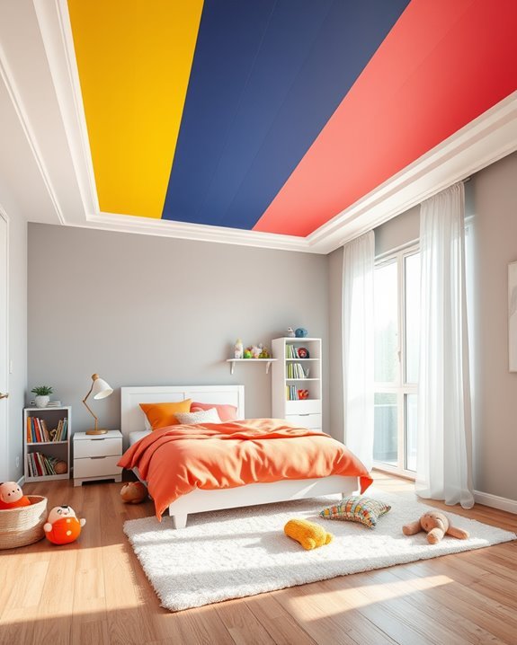 vibrant striped ceiling design