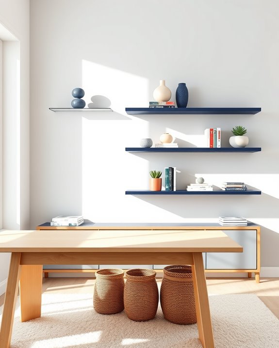 vibrant striped shelf decor