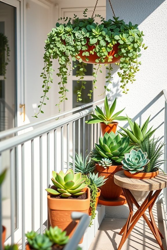 vibrant succulent balcony display