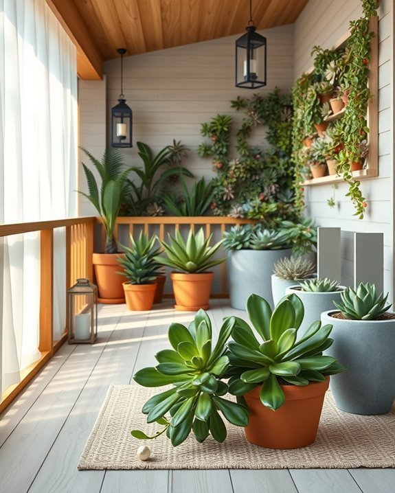 vibrant succulent balcony oasis