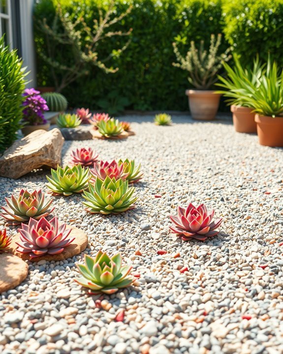 vibrant succulent gravel gardens