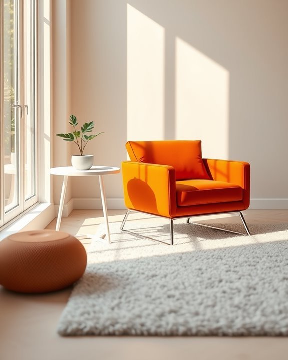vibrant tangerine color accents