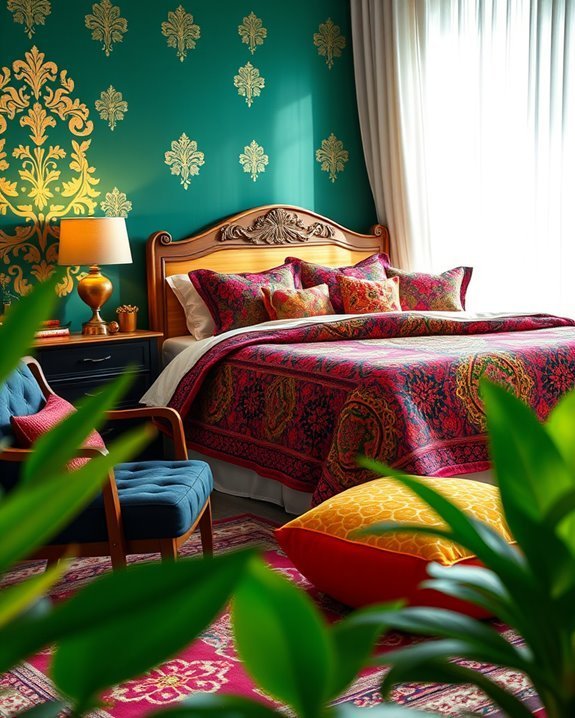 vibrant textiles enhance ambiance