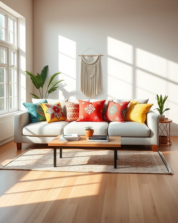 vibrant textured pillow decor