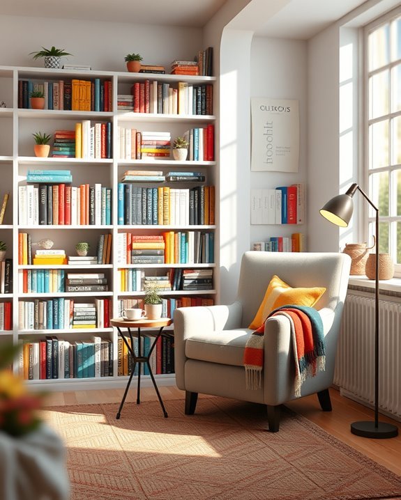 vibrant themed bookshelves transformation