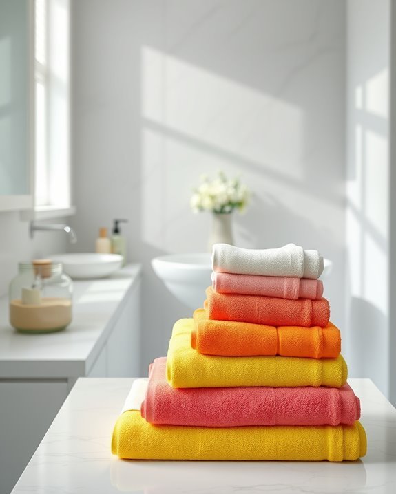 vibrant towels enhance decor