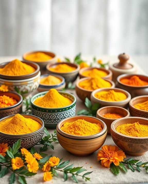 vibrant turmeric bowls decor