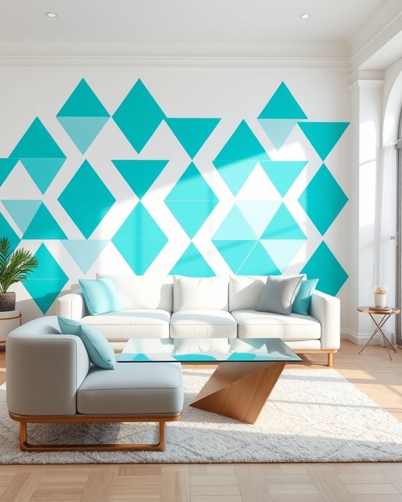 vibrant turquoise geometric wallpaper