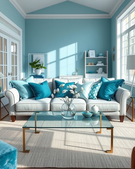 vibrant turquoise throw pillows