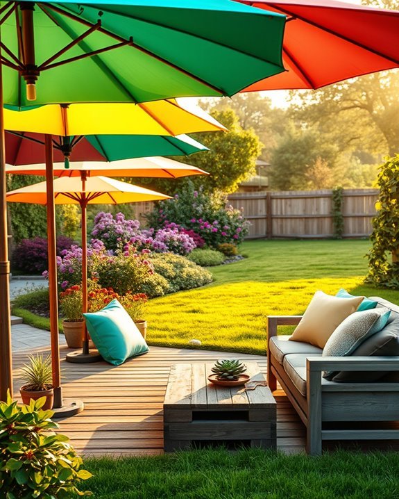 vibrant umbrellas enhance outdoor