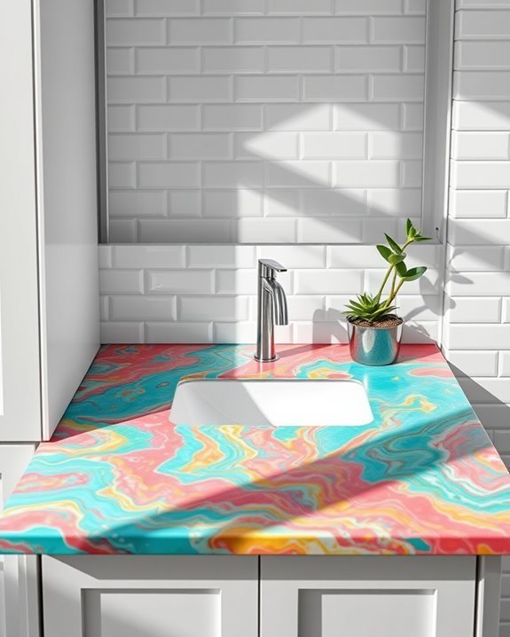 vibrant unique bathroom countertops