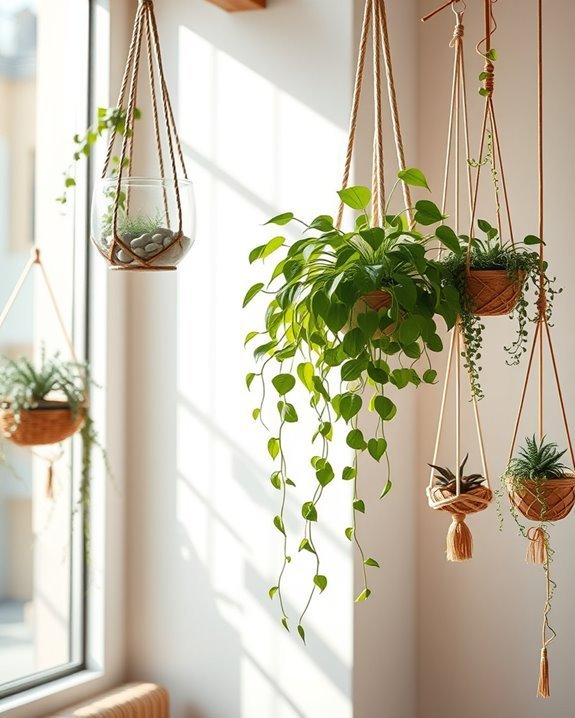 vibrant vertical hanging greenery