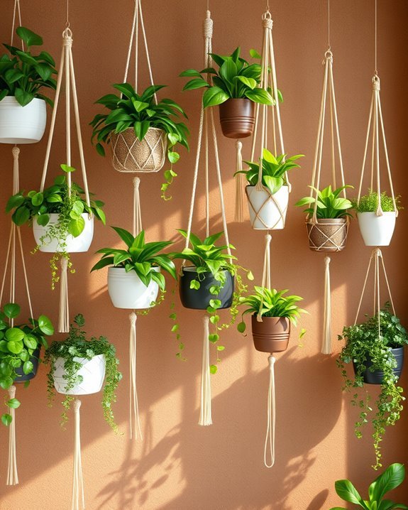 vibrant wall hanging planters