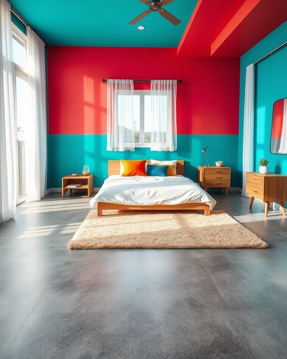 vibrant walls concrete floors
