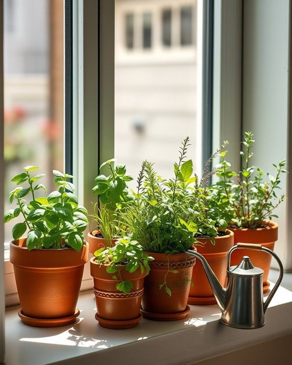 vibrant window herb garden