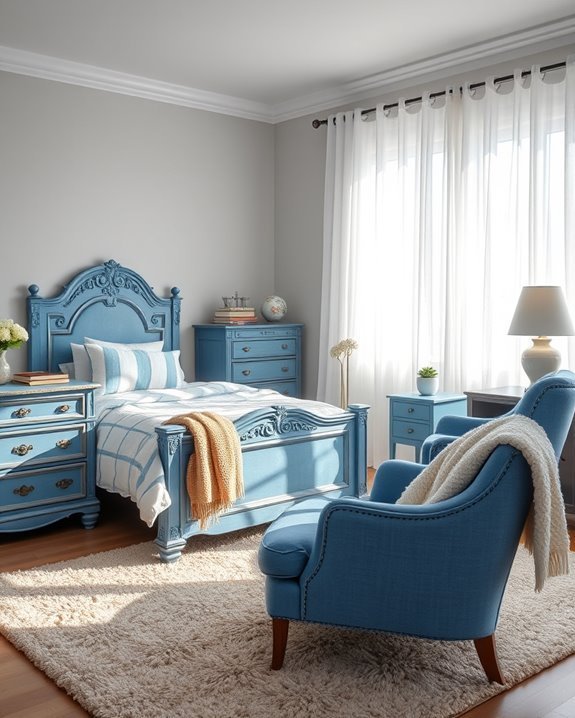 vintage blue furniture accents