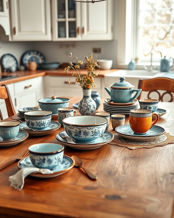 vintage charm in dishware