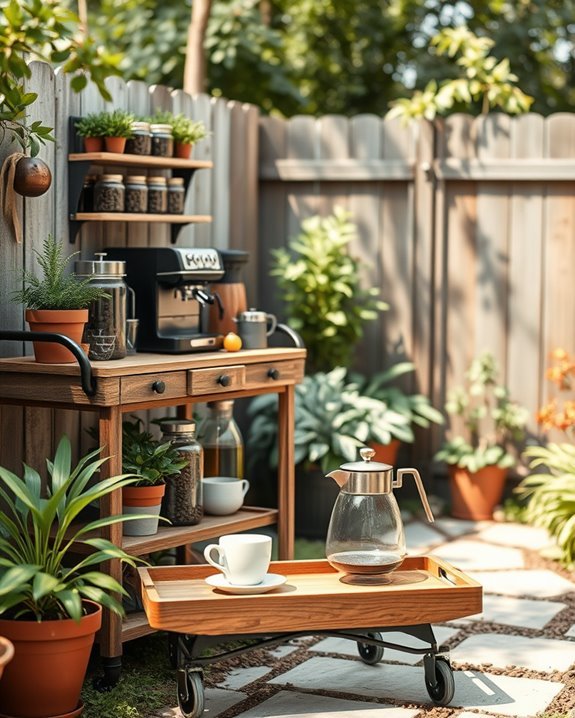 vintage coffee bar setup