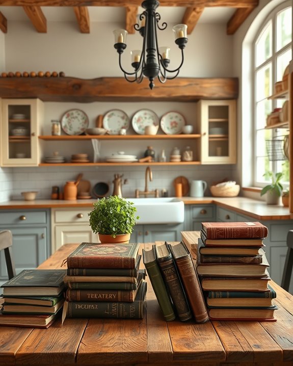 vintage cookbooks display charm