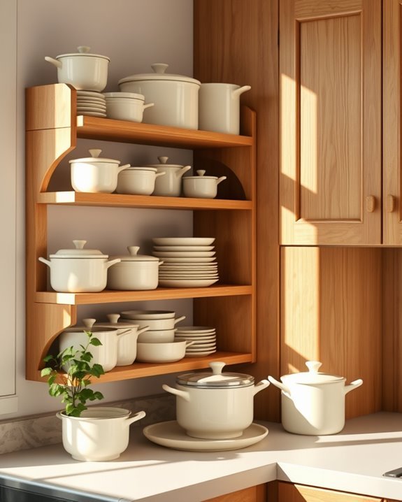 vintage cream cookware display