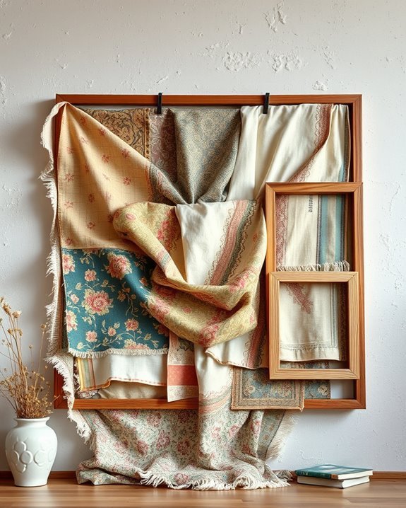 vintage fabric wall collages