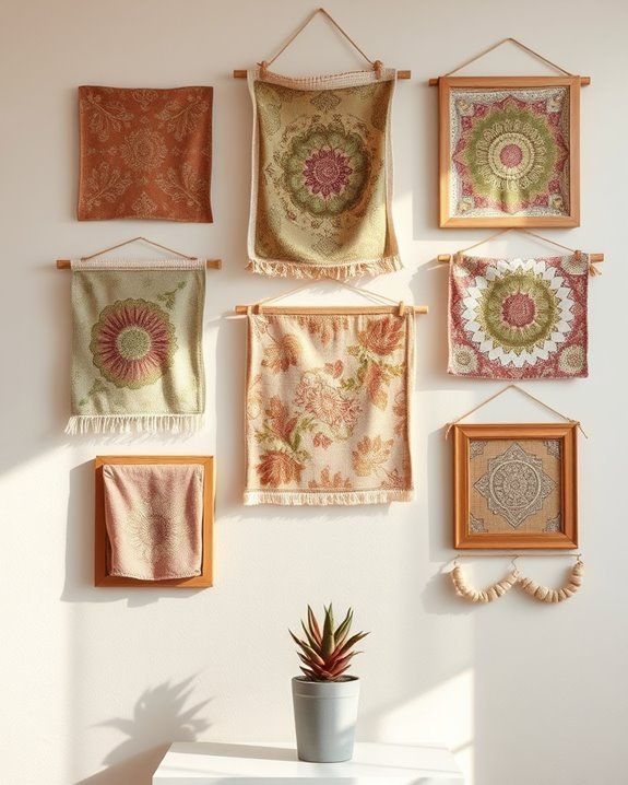 vintage fabric wall decor