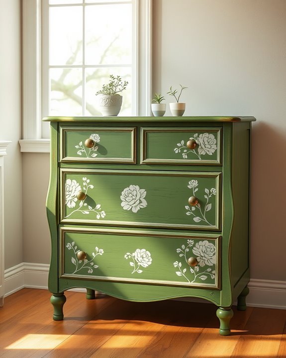 vintage green floral stencils