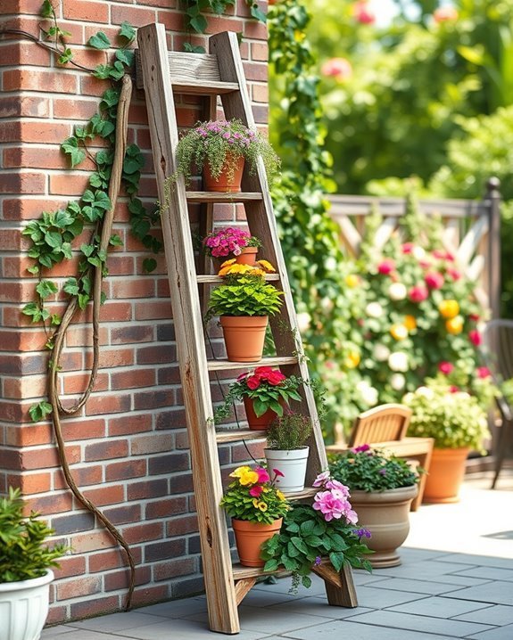 vintage ladder garden display