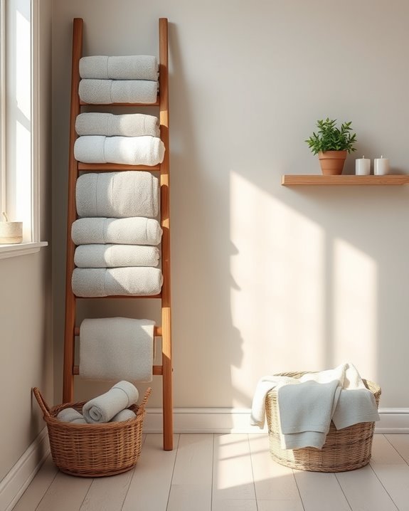 vintage ladder towel display
