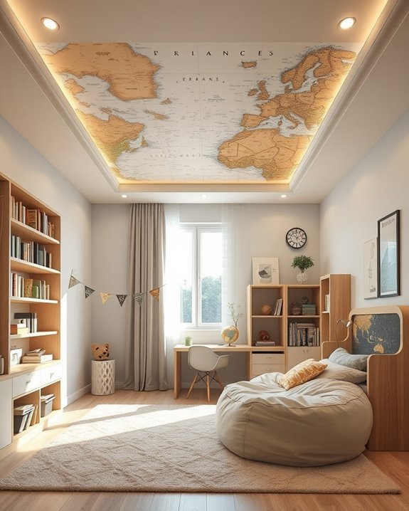 vintage map mural adventure