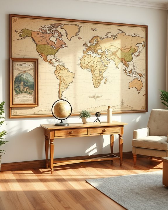 vintage map wall decor