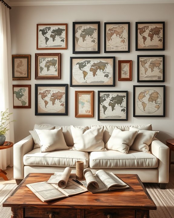 vintage maps wall decor