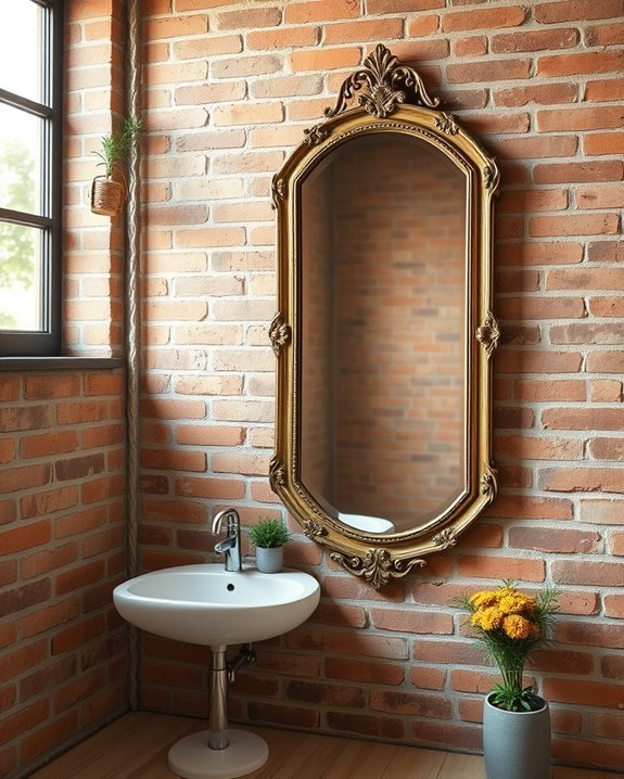 vintage mirrors brick contrast
