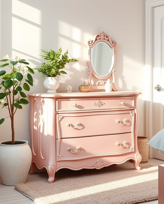 vintage pink dresser makeover