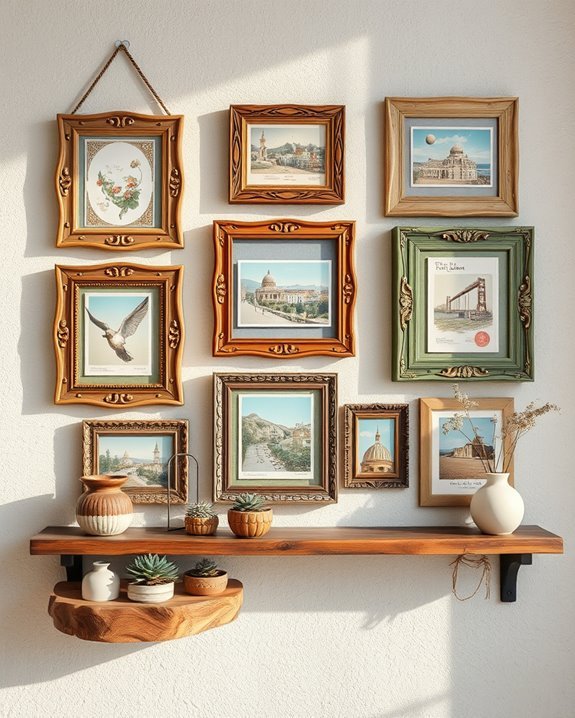 vintage postcard wall display