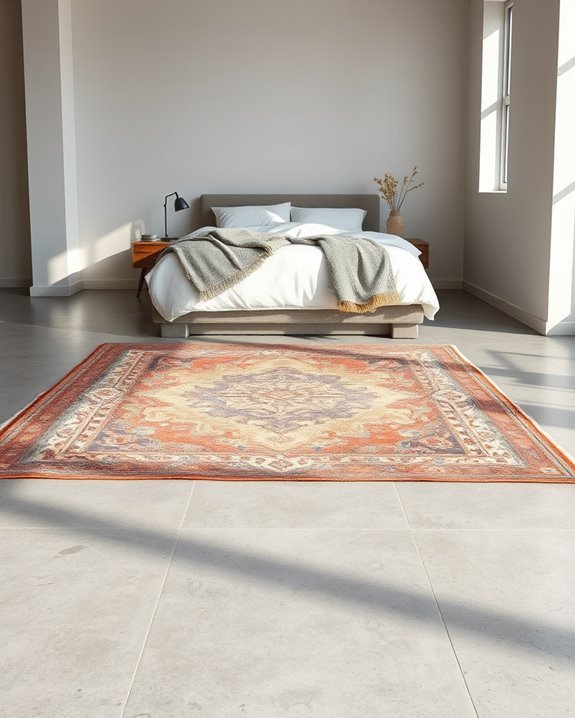 vintage rugs warm concrete