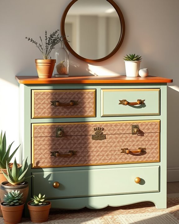 vintage suitcase drawer storage