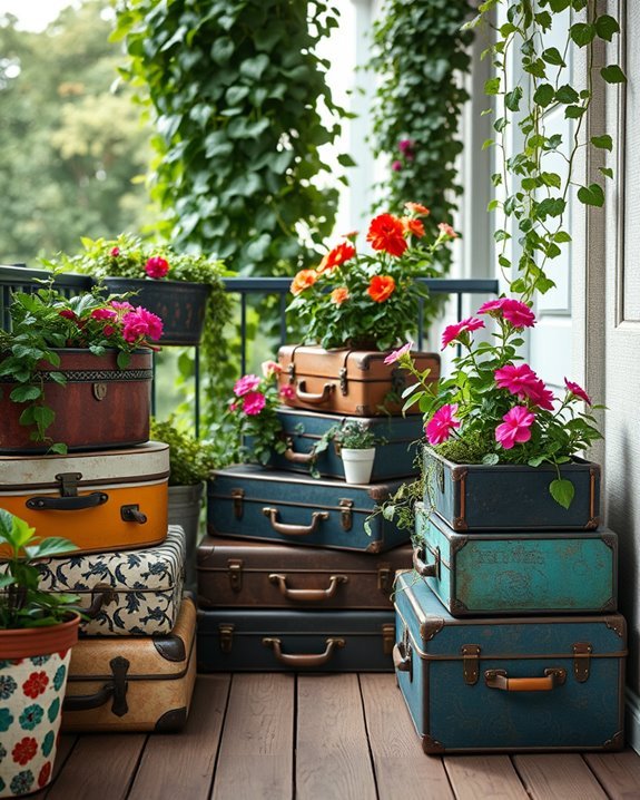 vintage suitcase planter creativity