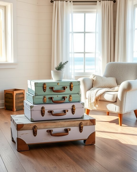 vintage suitcases as decor