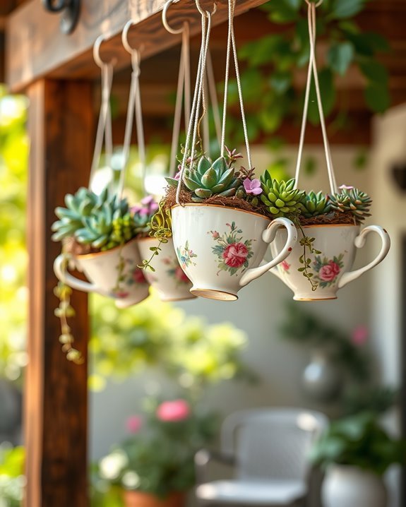 vintage tea cup planters