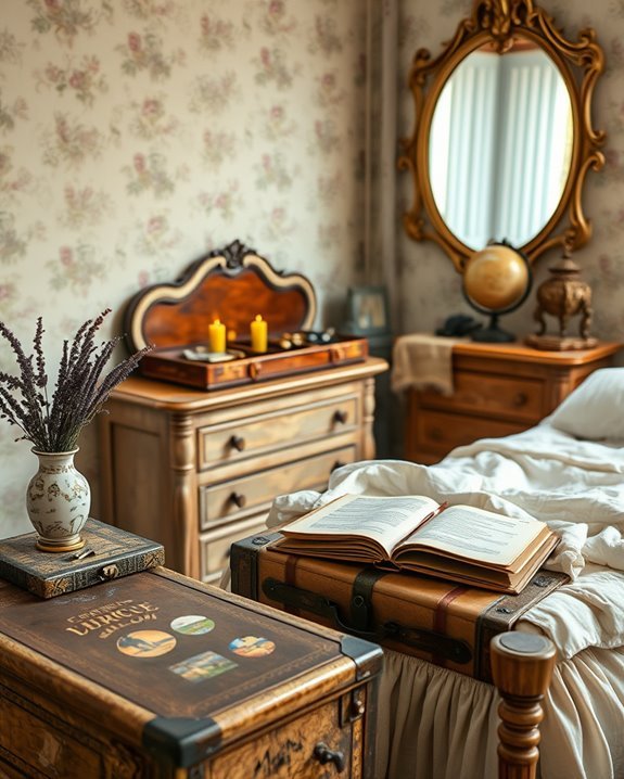 vintage travel memorabilia display