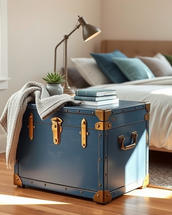 vintage trunk bedside table