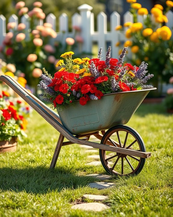 vintage wheelbarrow garden planter